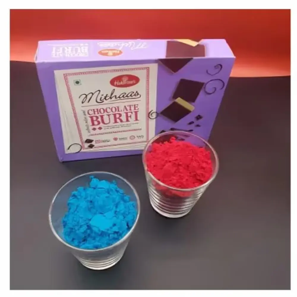 Chocolate Burfi with Holi Gulal