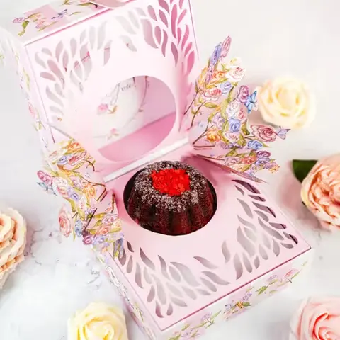 Love You Pop-Up Flower Box with Cake