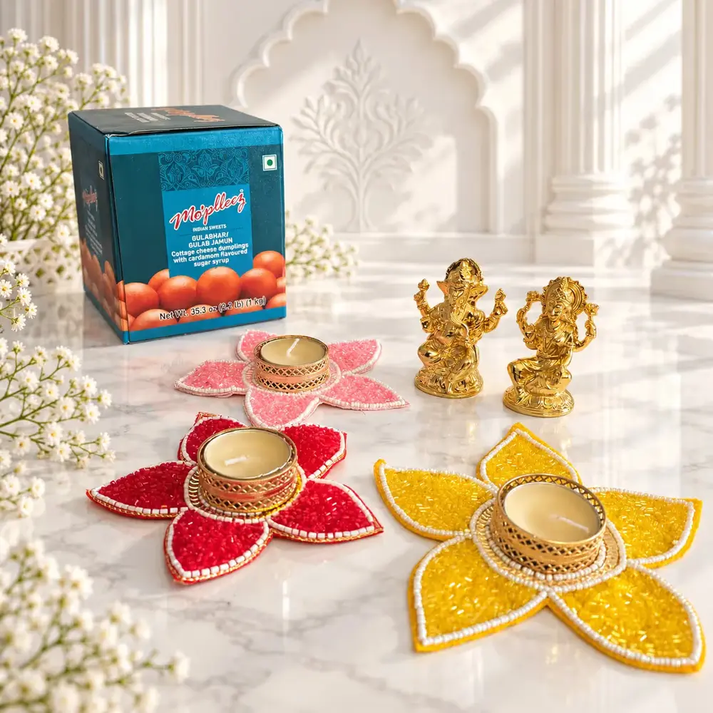 Laxmi Ganesha Idol & Tealights Hamper