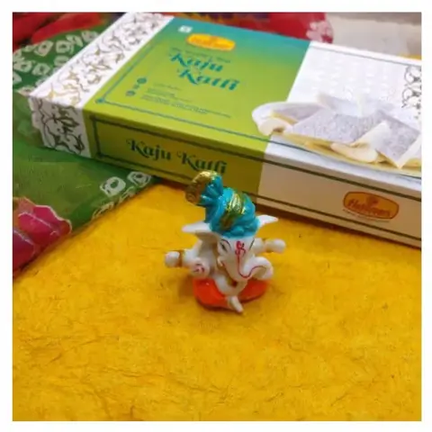 Pagdi Ganpati Idol with Kaju Katli