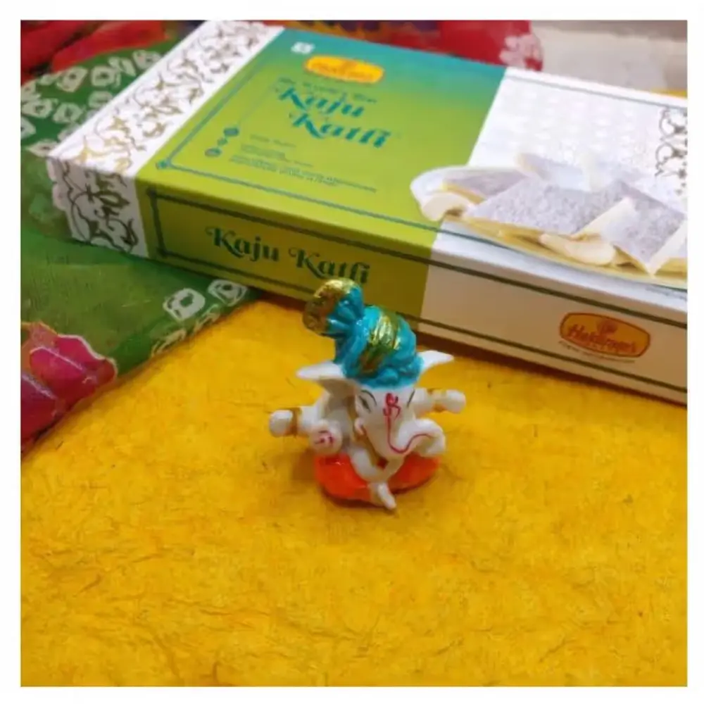 Pagdi Ganpati Idol with Kaju Katli
