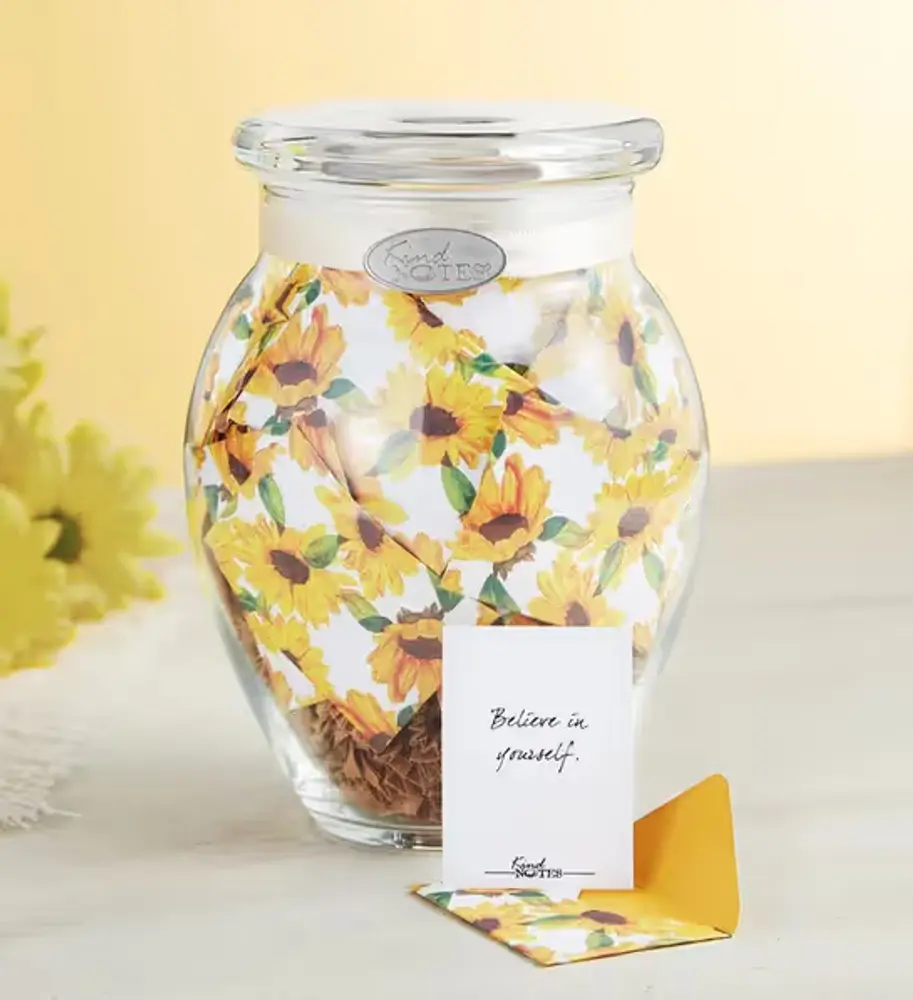 Sunflower Kind Notes Jar with Ribbon
