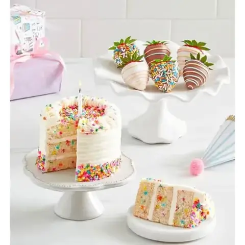 Confetti Birthday Cake & Birthday Strawberries