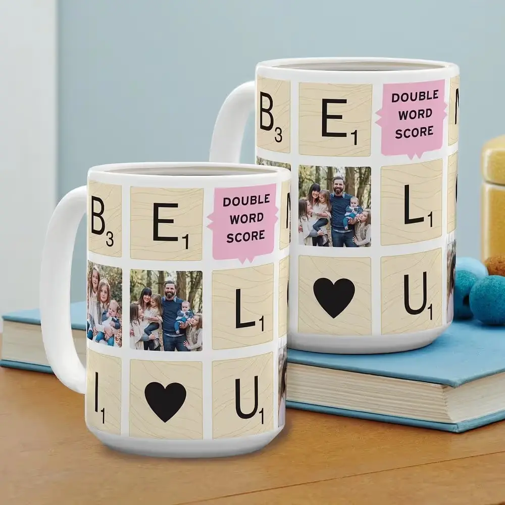 Personalized Be Mine Word Tile Mug