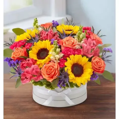 Elegant Blooms in European Hatbox