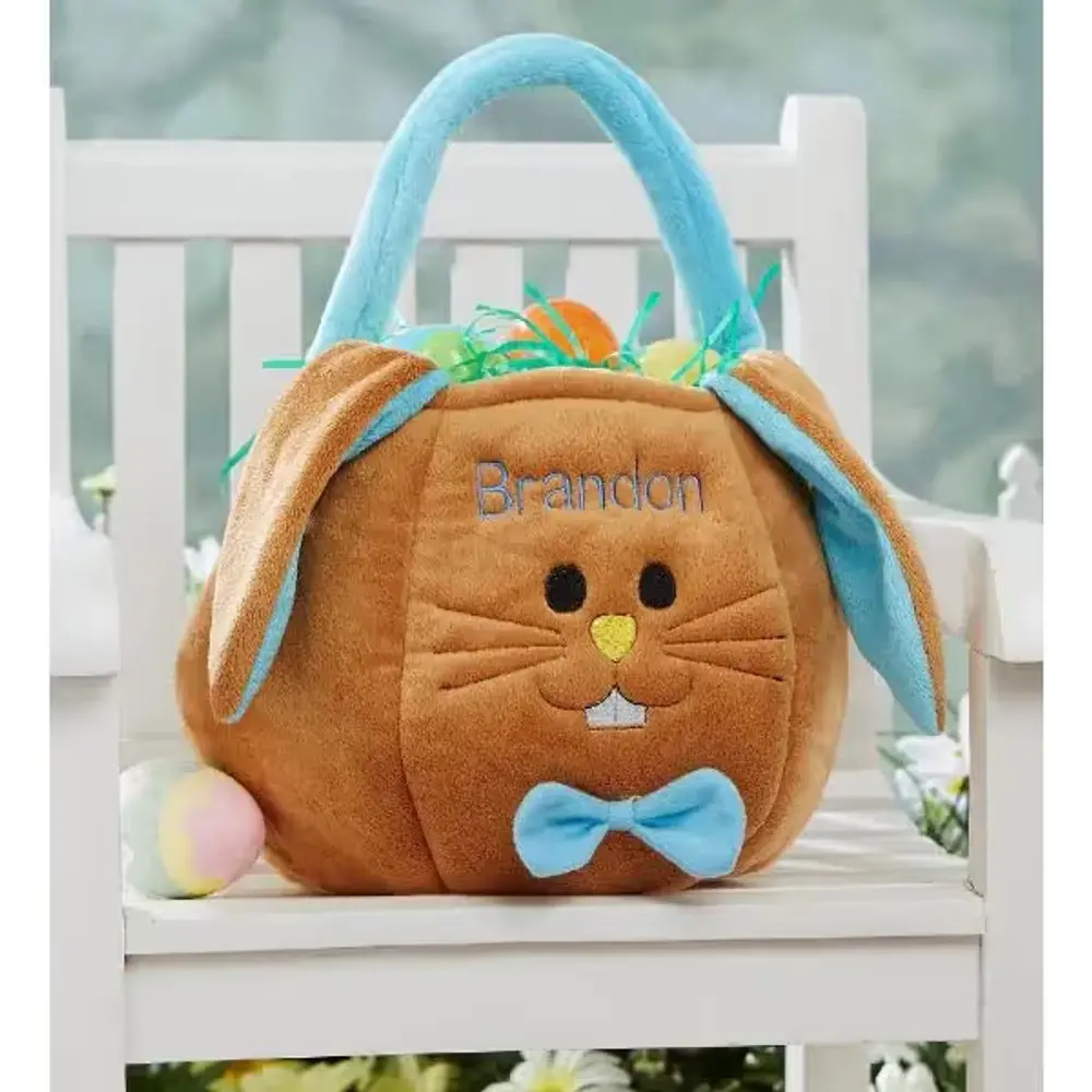 Personalized Embroidered Bunny Basket