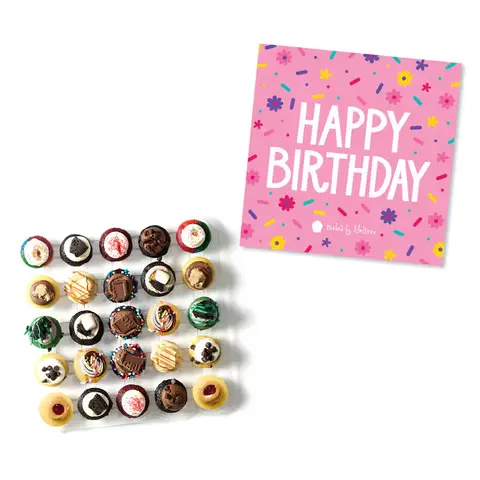 Pink Birthday Box, 25 Cupcakes in 12 Flavors
