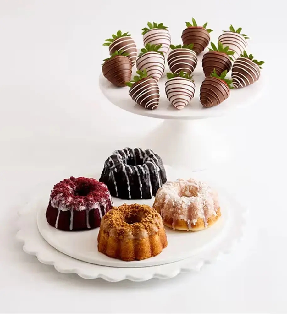 Fall Mini Bundt Cakes & Drizzled Strawberries