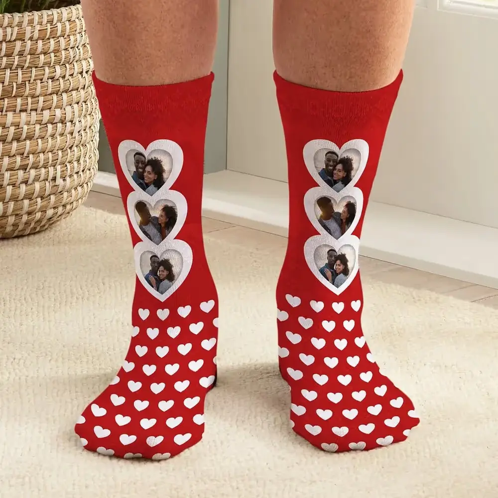 Personalized Hearts Photo Socks