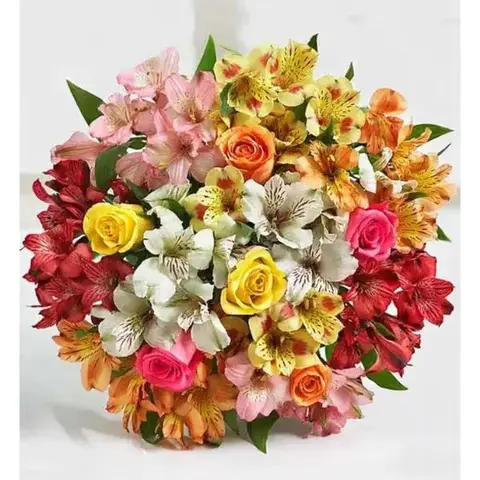 Roses & Peruvian Lilies Mixed Bouquet