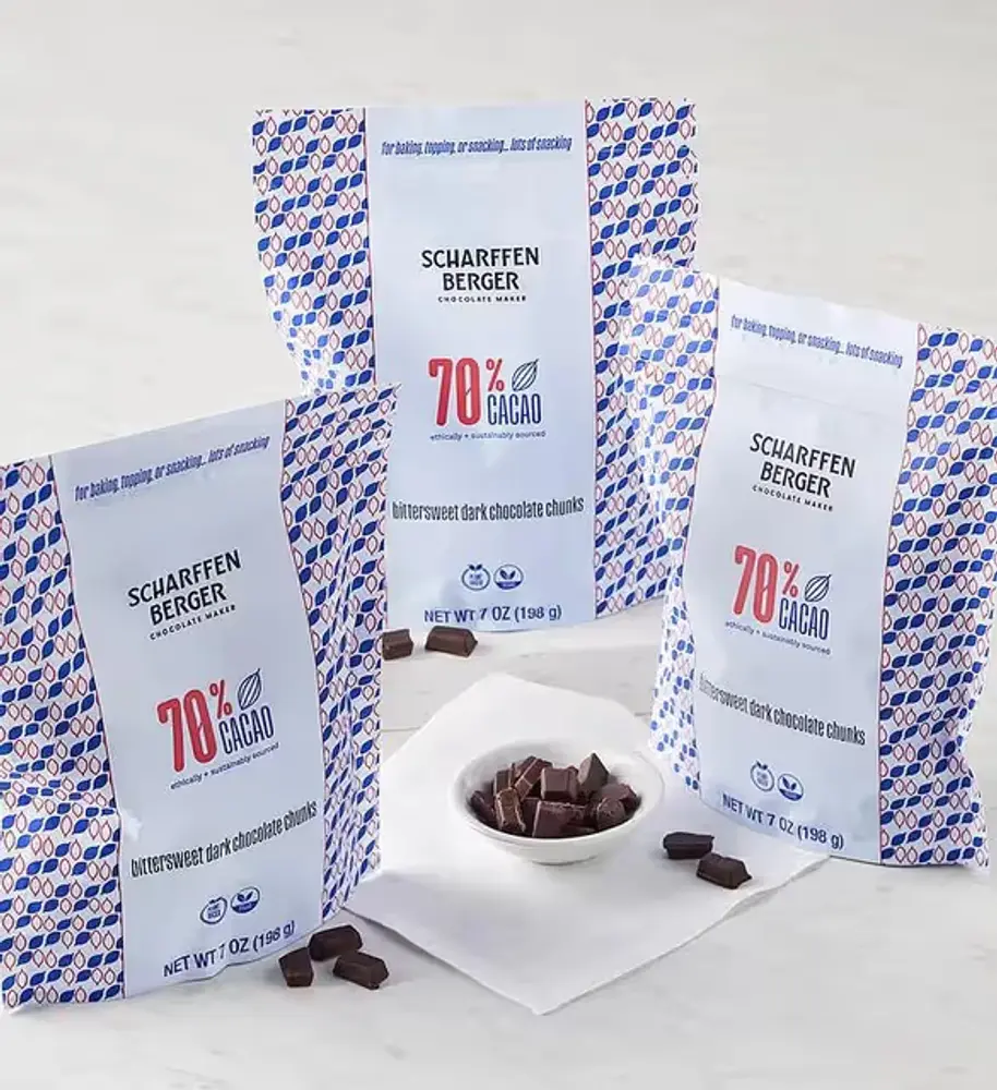 Scharffen Berger 70% Bittersweet Baking Chunks, 3 Pack
