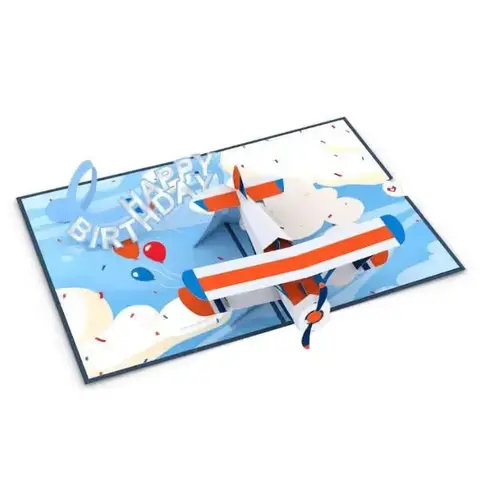 Plane Great Day Birthday Pop-Up Card