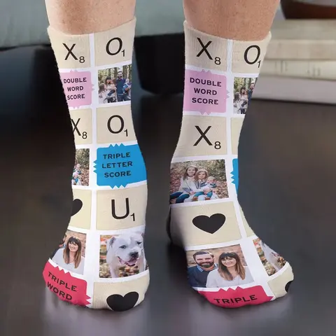 Love You Word Tile Photo Socks