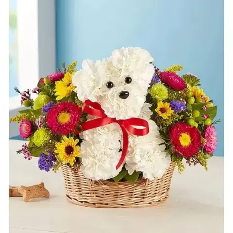 Adorable Dog Flower Arrangement