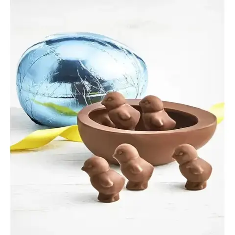 Foil-Wrapped Chocolate Egg with Chicks