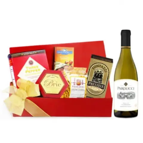 Chardonnay, Brie & Chocolate Basket