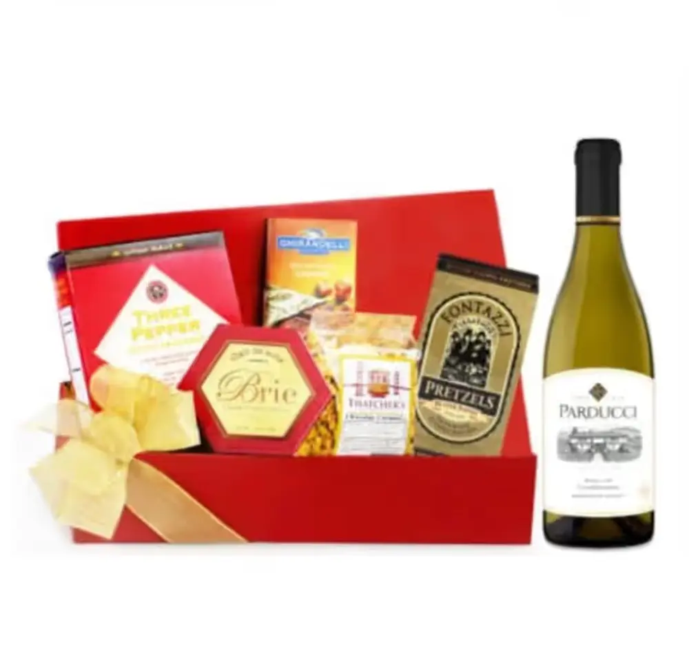 Chardonnay, Brie & Chocolate Basket