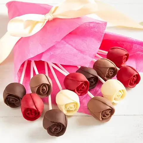 Belgian Chocolate Rose Bouquet, Milk, Dark & White