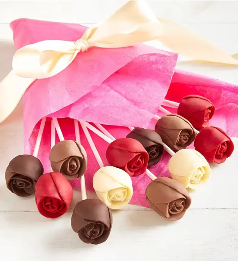 Belgian Chocolate Rose Bouquet, Milk, Dark & White