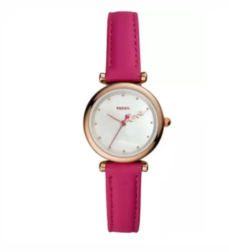 Fossil Mini Carlie Hot Pink Leather Watch