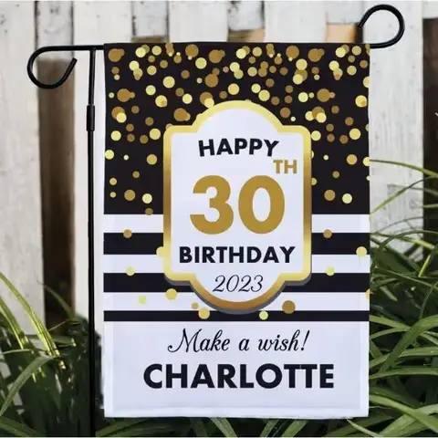 Personalized Gold Confetti Birthday Flag