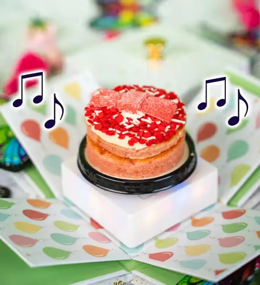 Strawberry Cake with Musical Spinner