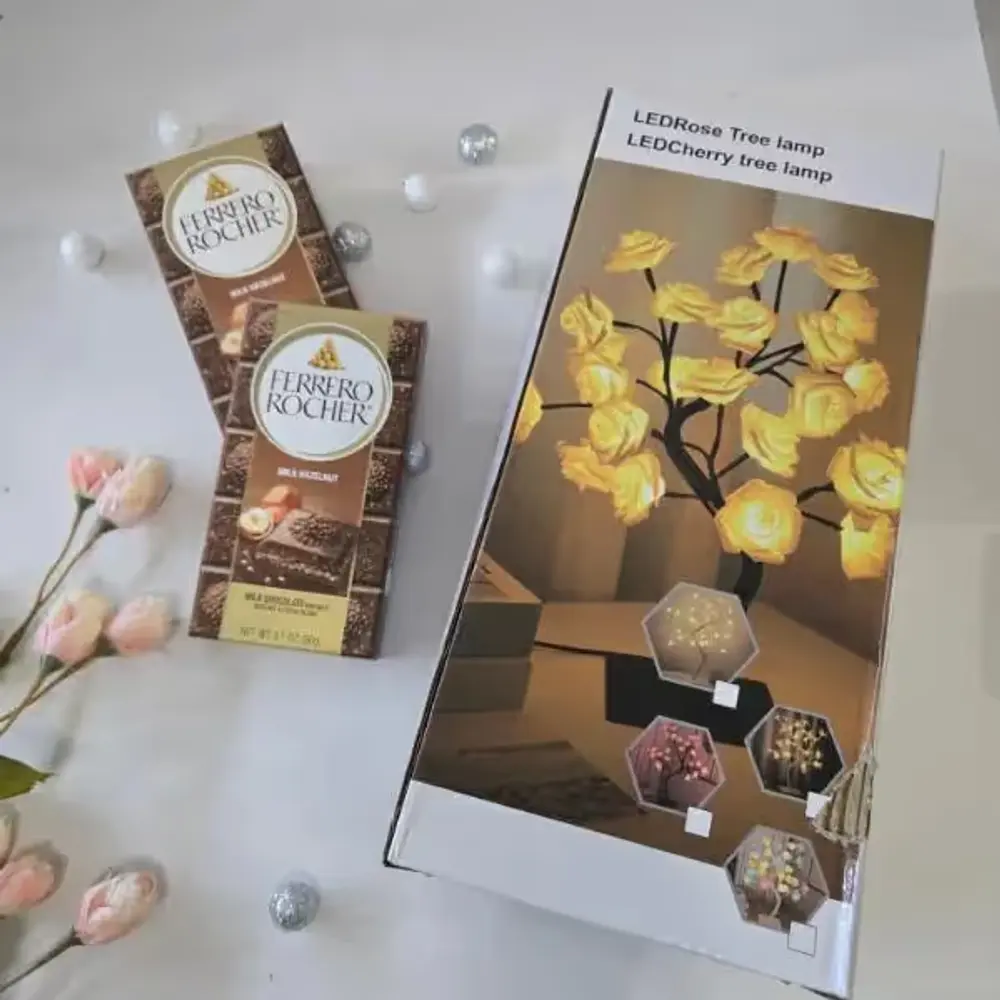 LED Rose Tree Lamp & Ferrero Bars