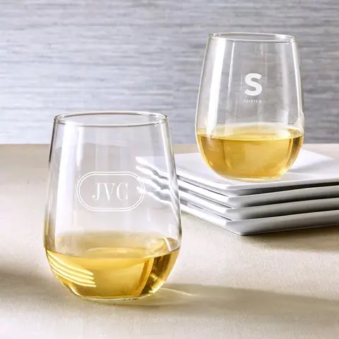 Modern Stemless Wine Glass