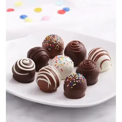 Brownie Truffles & Drizzled Strawberries