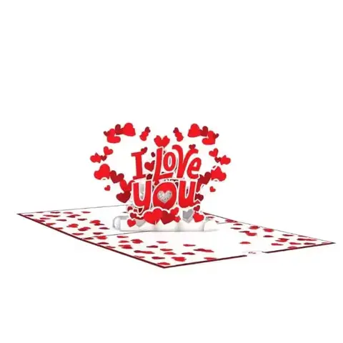 I Love You Hearts Pop-Up Card