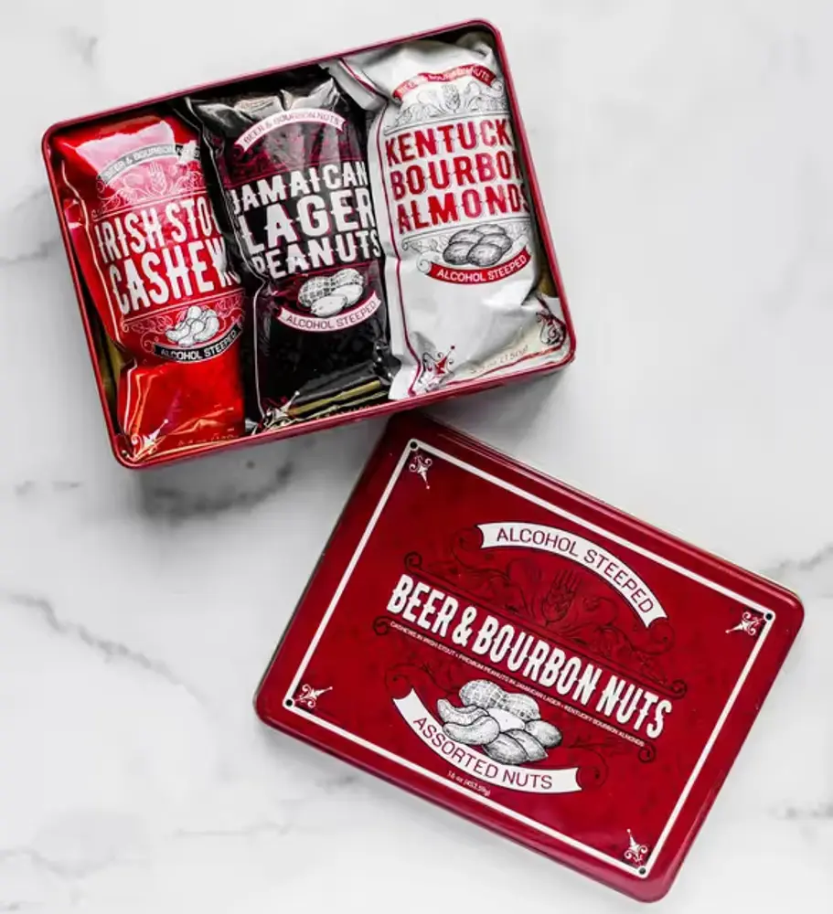 Beer & Spirit Flavored Nuts Trio Tin