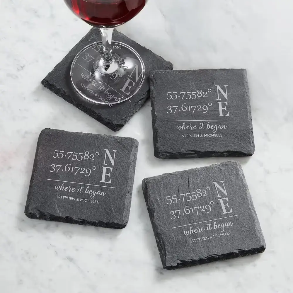 Personalized Coordinates Slate Coasters