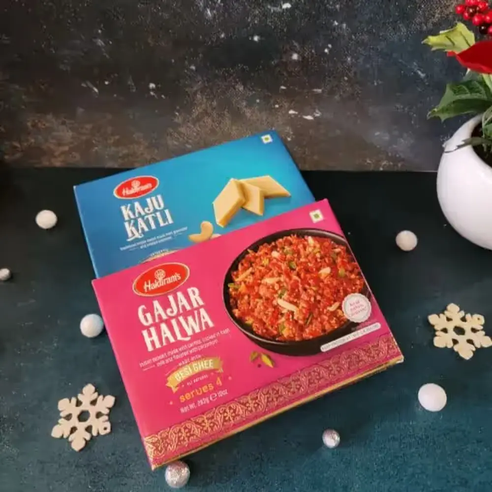 Kaju Katli with Gajar Halwa
